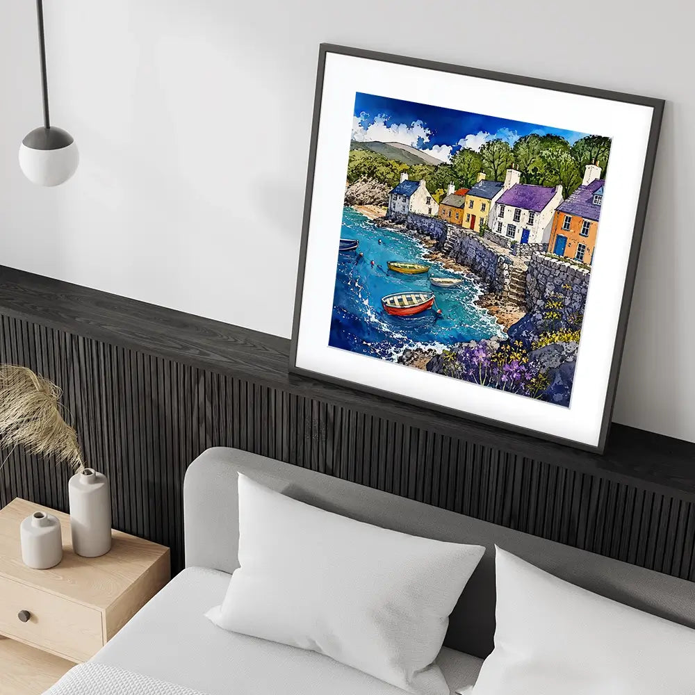 Village Harbour Square Framed Art Print Village Harbour Square Framed Art Print wall art product David Alexander Elder