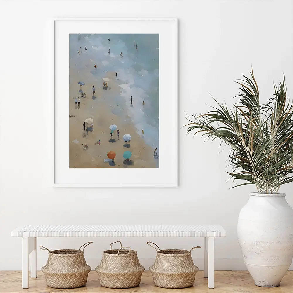 Vintage Beach Umbrellas Framed Art Print Vintage Beach Umbrellas Framed Art Print wall art product Arlington Prints - Independent