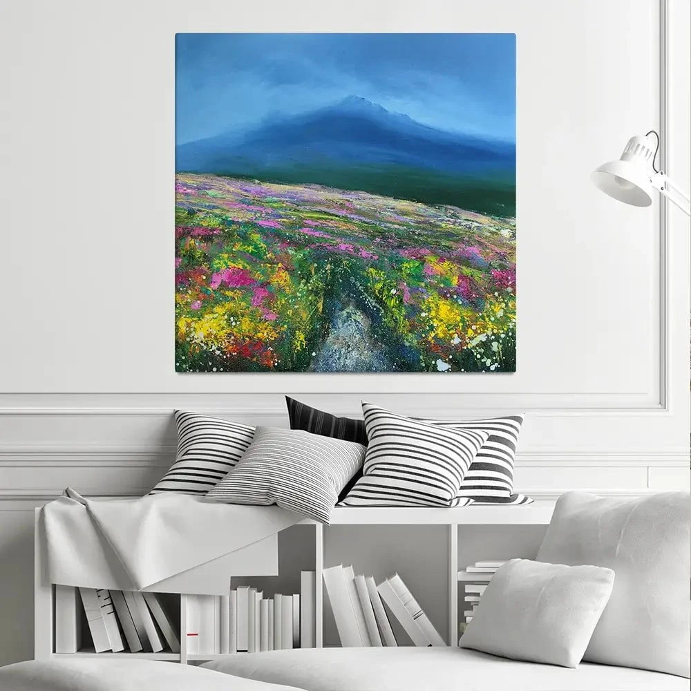 Walking On Dartmoor Square Canvas Print Walking On Dartmoor Square Canvas Print wall art product Laure Bury