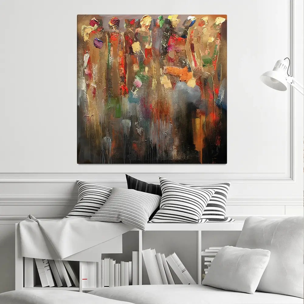 Warm Connected People Square Canvas Print Warm Connected People Square Canvas Print wall art product Studio Paint-Ing