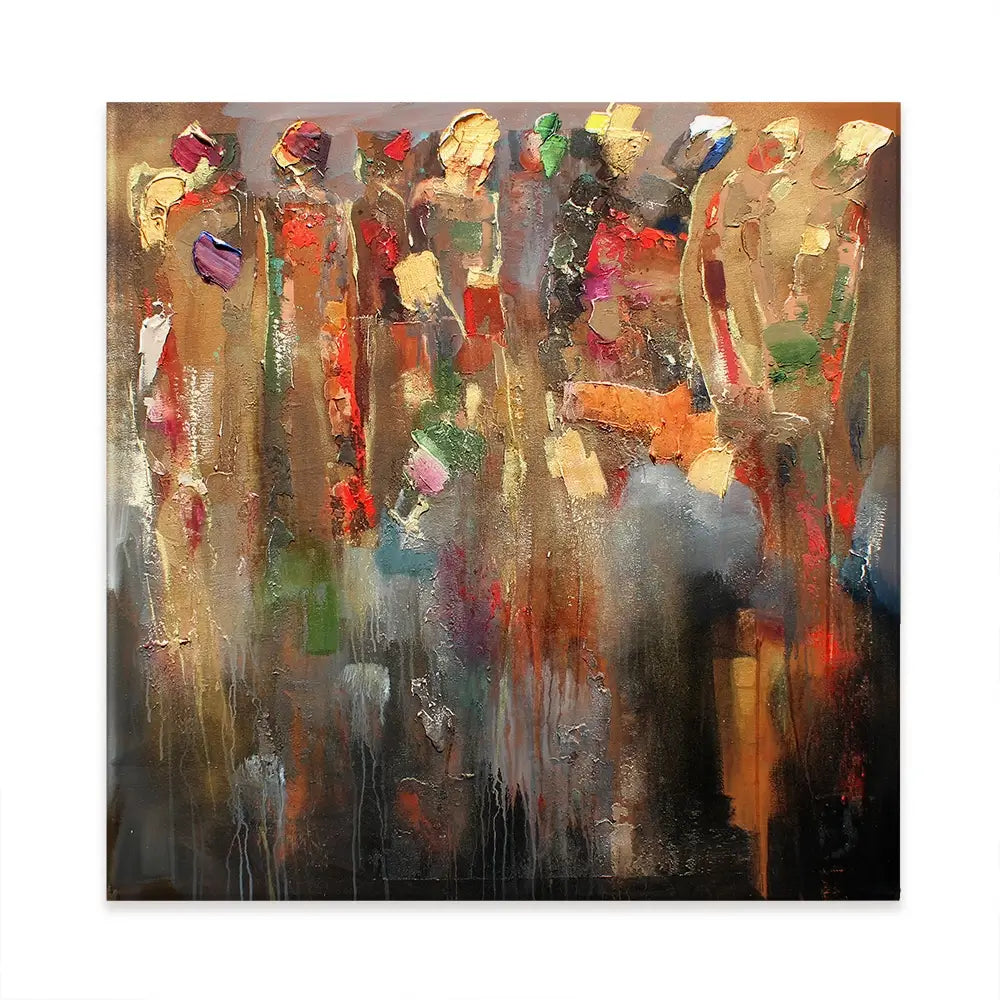 Warm Connected People Square Canvas Print Warm Connected People Square Canvas Print wall art product Studio Paint-Ing