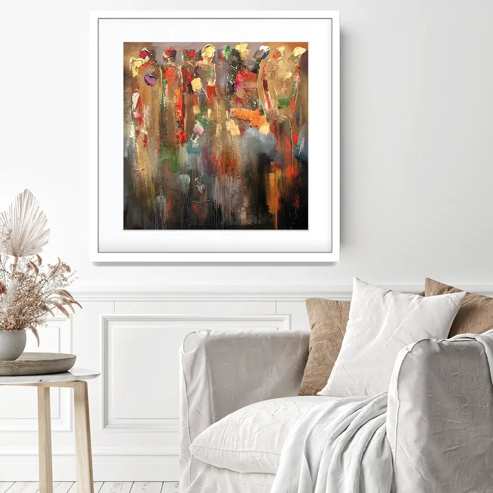 Warm Connected People Square Framed Art Print Warm Connected People Square Framed Art Print wall art product Studio Paint-Ing