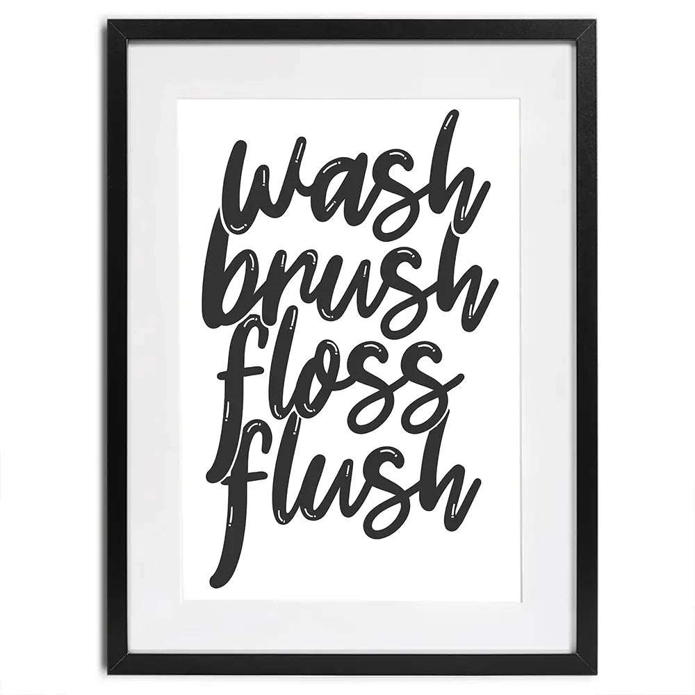 Wash Brush Floss Flush Framed Art Print Wash Brush Floss Flush Framed Art Print wall art product MihneaKK / Shutterstock