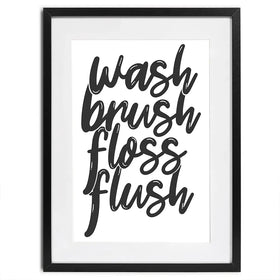 Wash Brush Floss Flush Framed Art Print Wash Brush Floss Flush Framed Art Print wall art product MihneaKK / Shutterstock