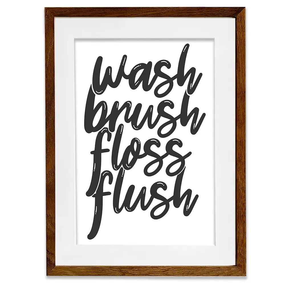 Wash Brush Floss Flush Framed Art Print Wash Brush Floss Flush Framed Art Print wall art product MihneaKK / Shutterstock