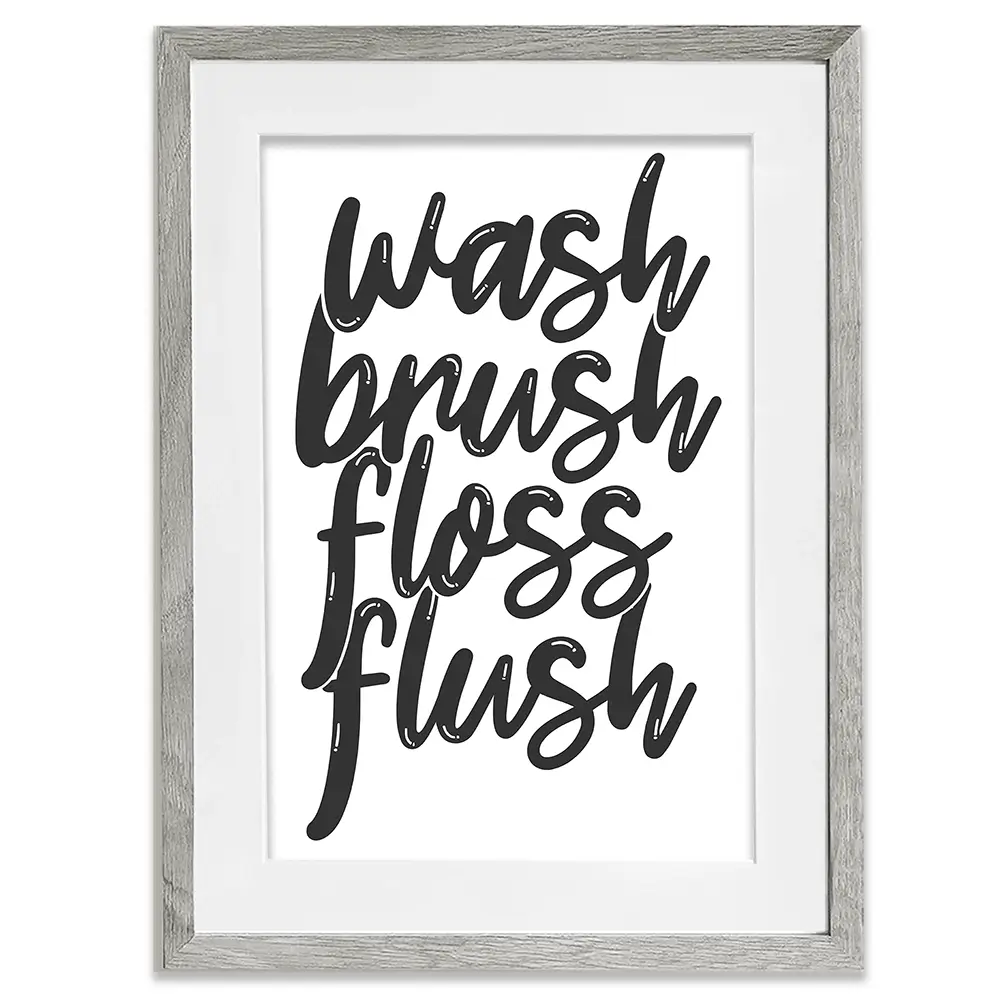 Wash Brush Floss Flush Framed Art Print Wash Brush Floss Flush Framed Art Print wall art product MihneaKK / Shutterstock