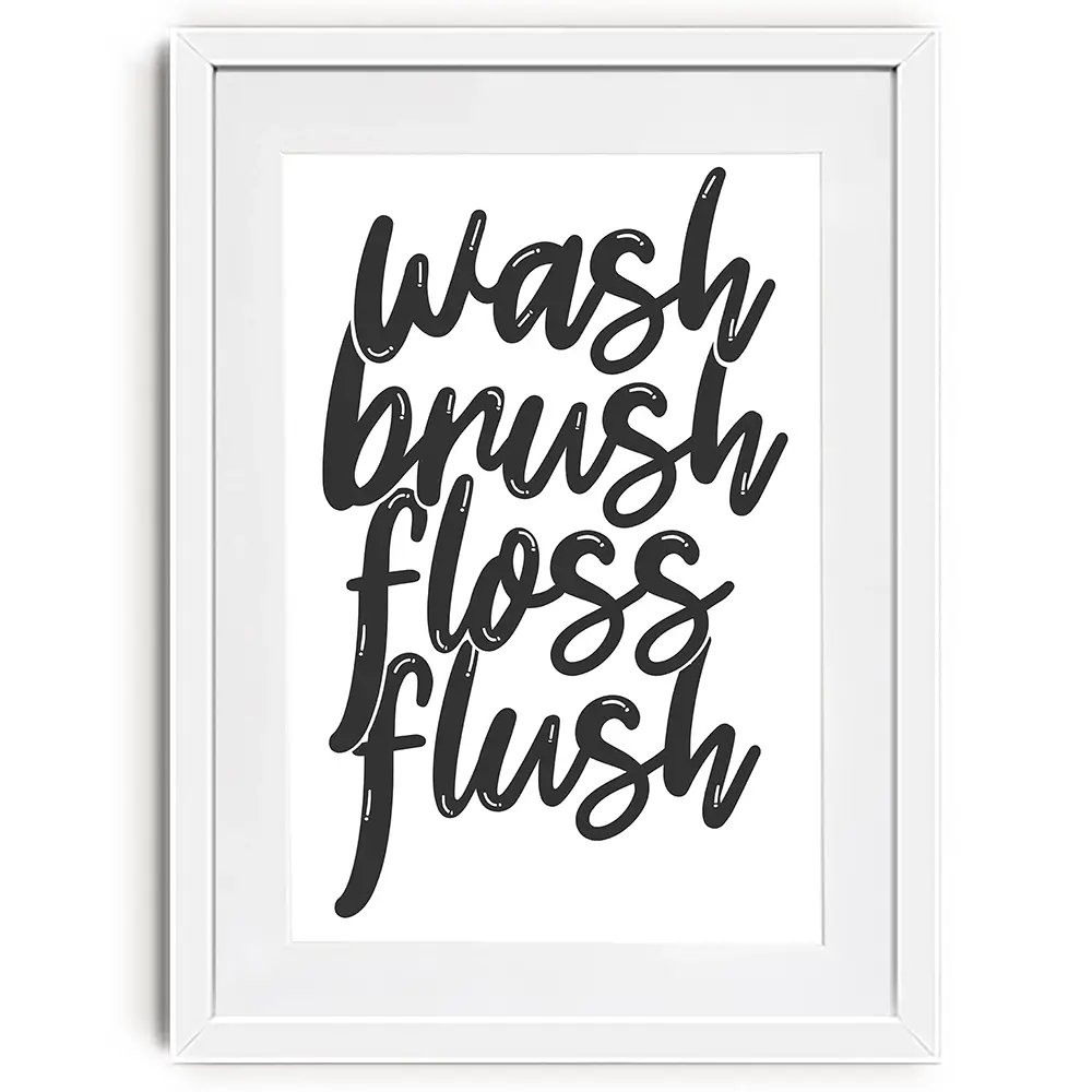 Wash Brush Floss Flush Framed Art Print Wash Brush Floss Flush Framed Art Print wall art product MihneaKK / Shutterstock