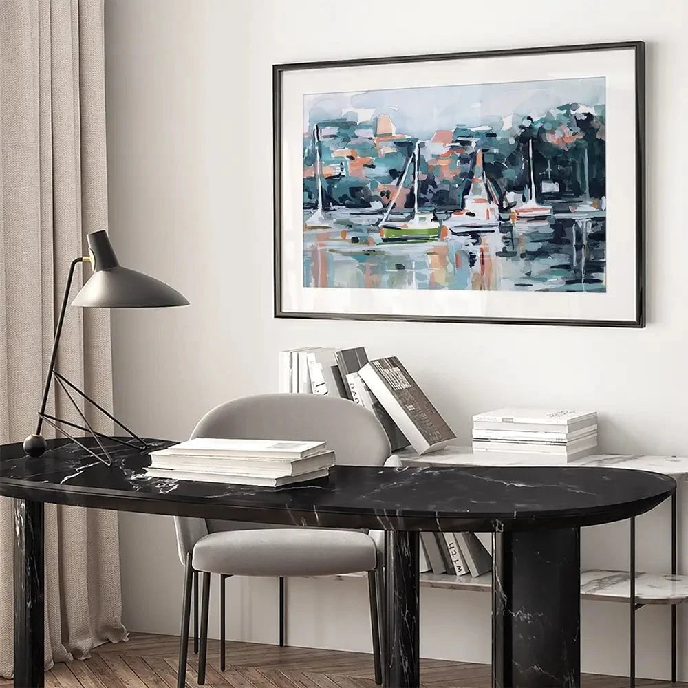 Watercolour Bay Framed Art Print Watercolour Bay Framed Art Print wall art product Emma Scarvey