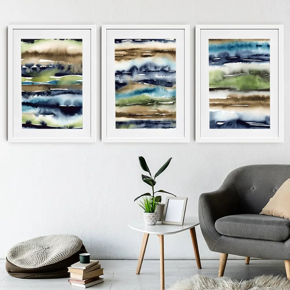 Watercolour Blur Framed Art Print Trio Watercolour Blur Framed Art Print Trio wall art product Lisa Nohren - Independent