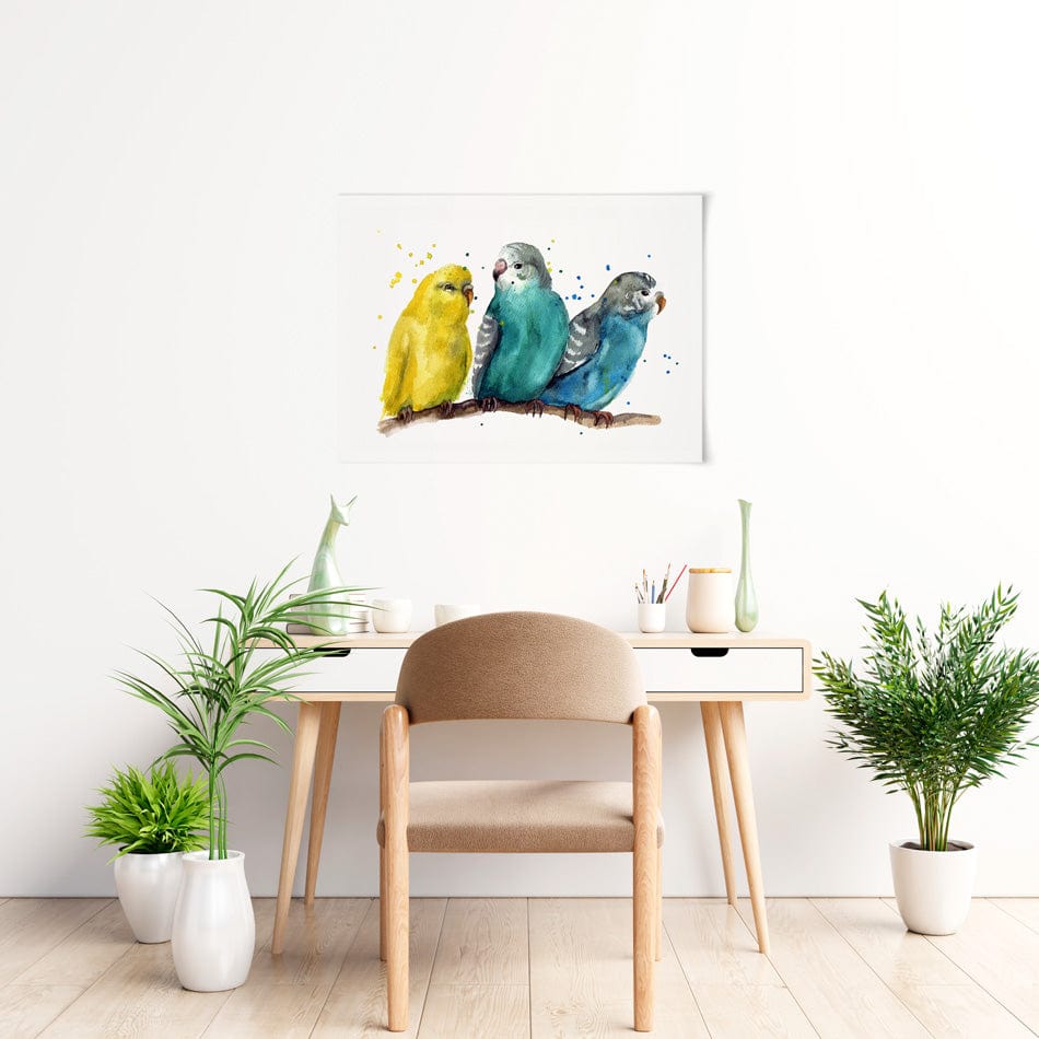 Watercolour Budgies Art Print wall art product Tatyana Komtsyan / Shutterstock