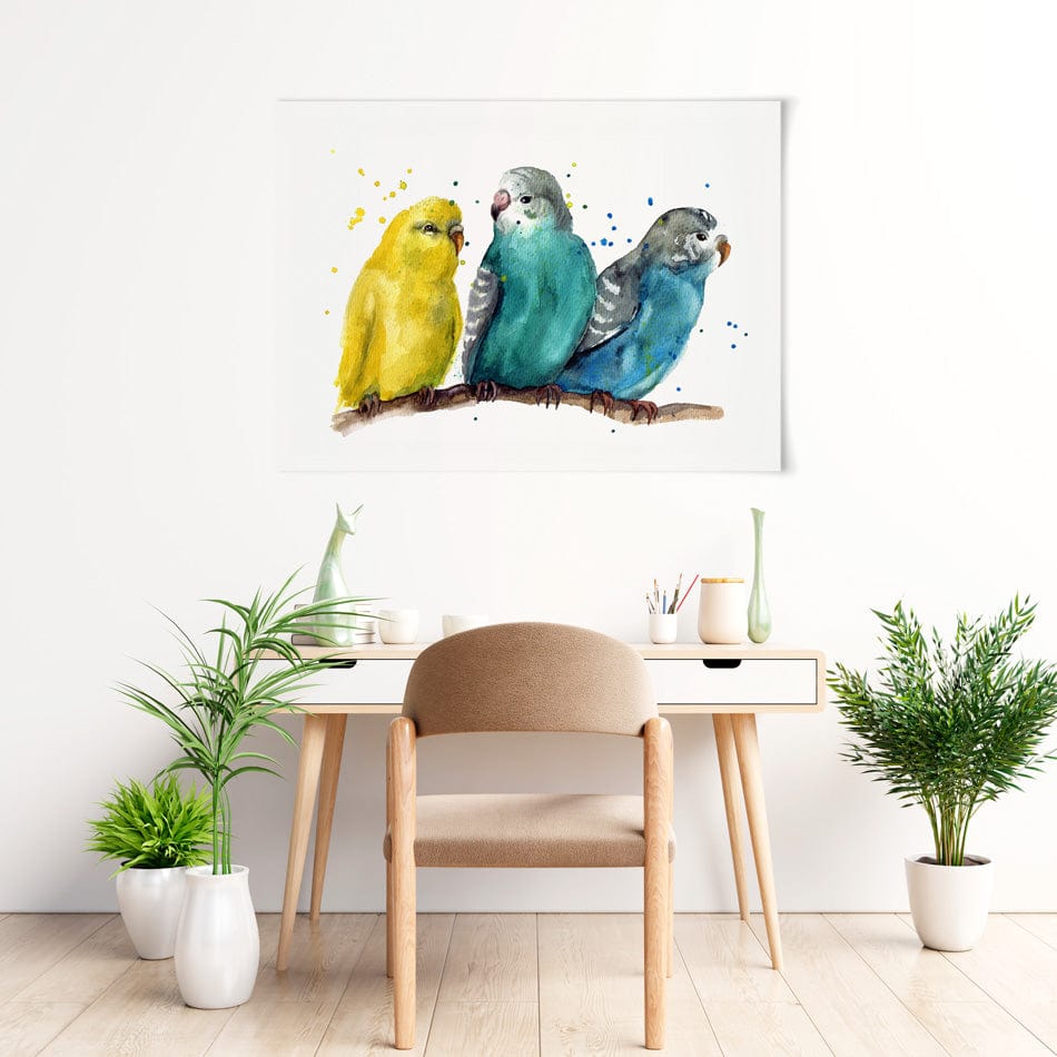 Watercolour Budgies Art Print wall art product Tatyana Komtsyan / Shutterstock