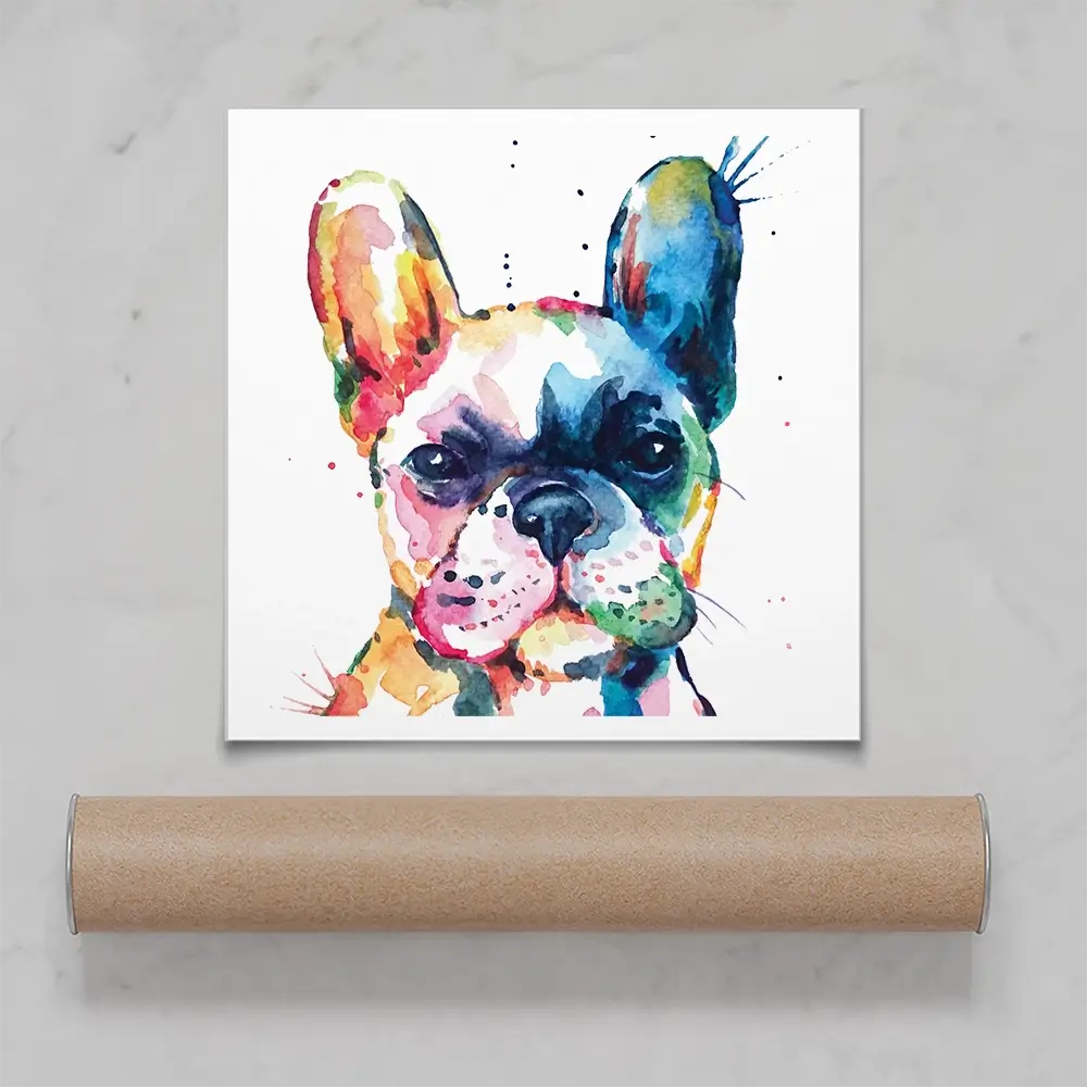 Watercolour Frenchie Square Art Print Watercolour Frenchie Square Art Print wall art product Art Print Shop