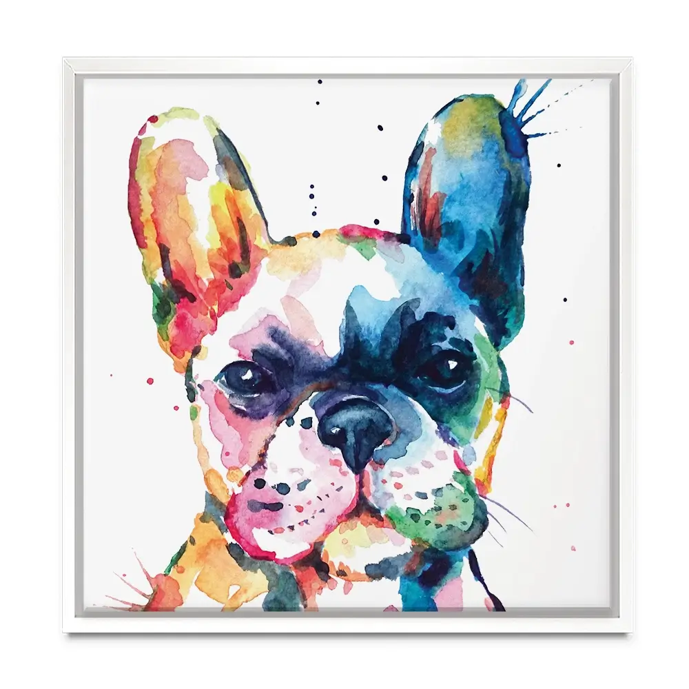 Watercolour Frenchie Square Canvas Print Watercolour Frenchie Square Canvas Print wall art product Art Print Shop