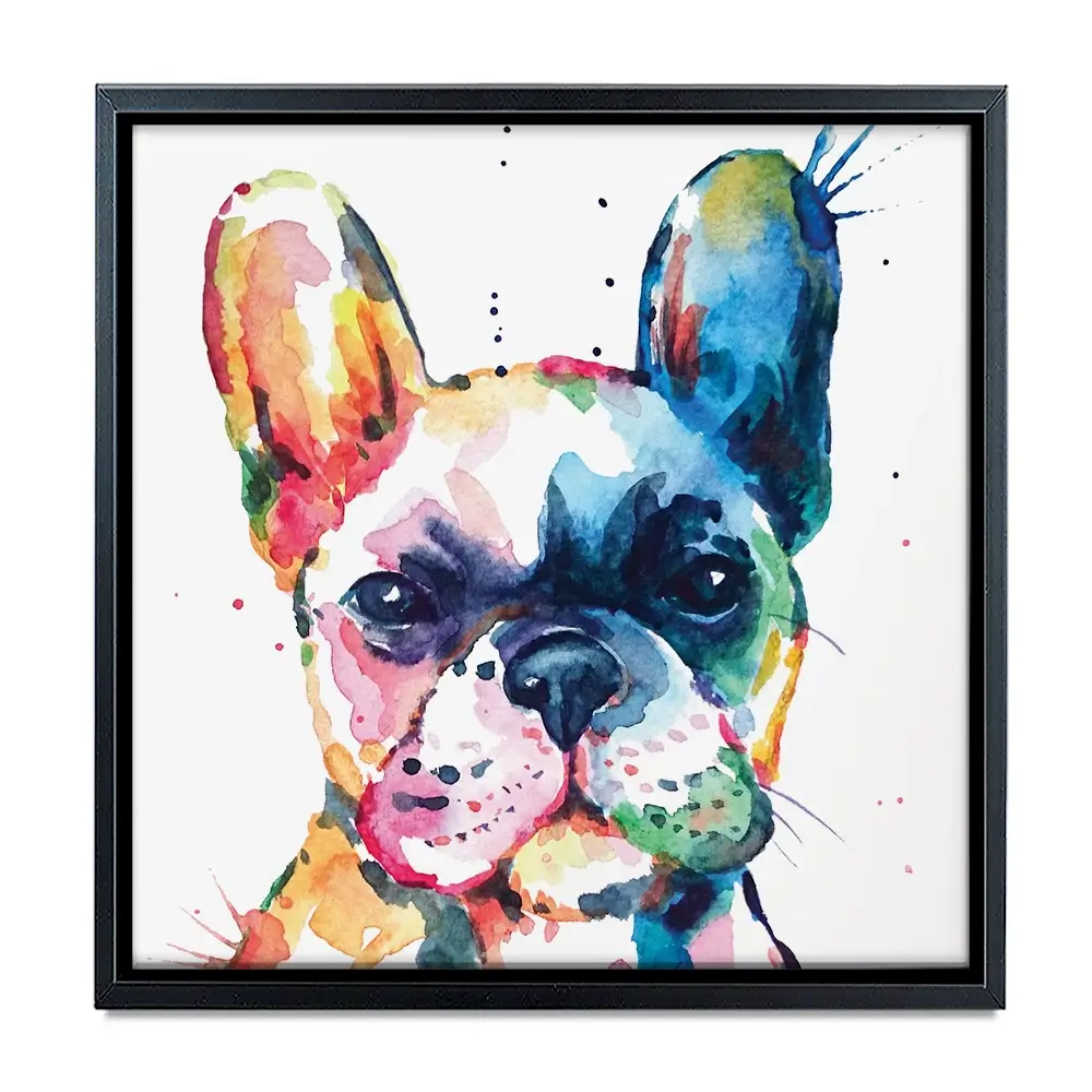 Watercolour Frenchie Square Canvas Print Watercolour Frenchie Square Canvas Print wall art product Art Print Shop