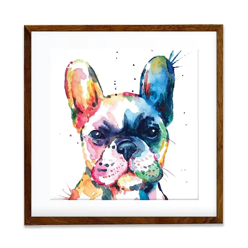 Watercolour Frenchie Square Framed Art Print Watercolour Frenchie Square Framed Art Print wall art product Art Print Shop