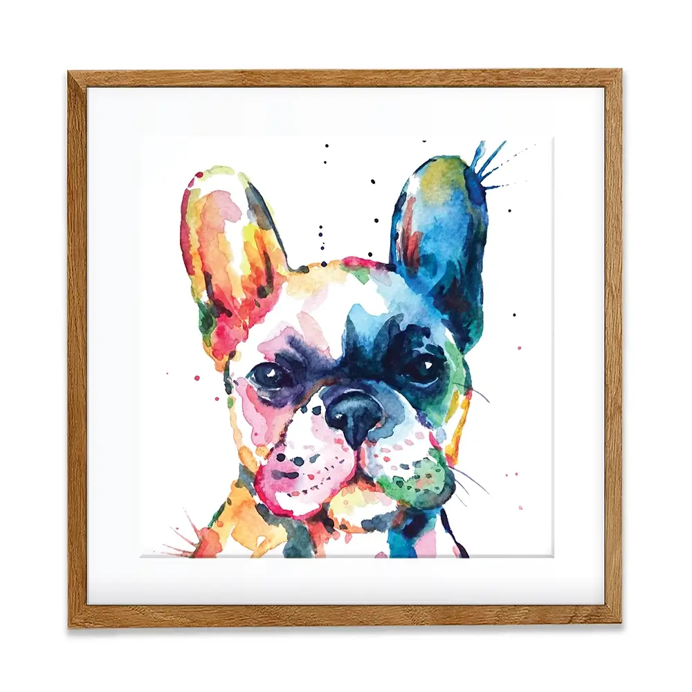 Watercolour Frenchie Square Framed Art Print Watercolour Frenchie Square Framed Art Print wall art product Art Print Shop