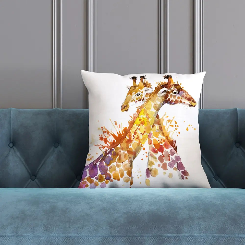 Watercolour Giraffes Cushion Watercolour Giraffes Cushion wall art product Faenkova Elena / Shutterstock