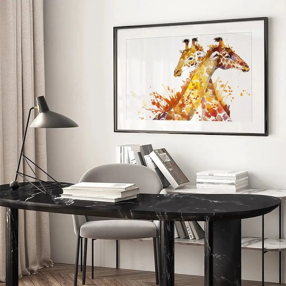 Watercolour Giraffes Framed Art Print Watercolour Giraffes Framed Art Print wall art product Faenkova Elena / Shutterstock