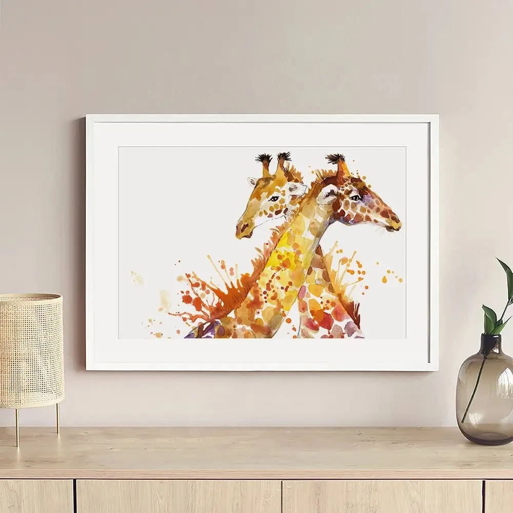 Watercolour Giraffes Framed Art Print Watercolour Giraffes Framed Art Print wall art product Faenkova Elena / Shutterstock