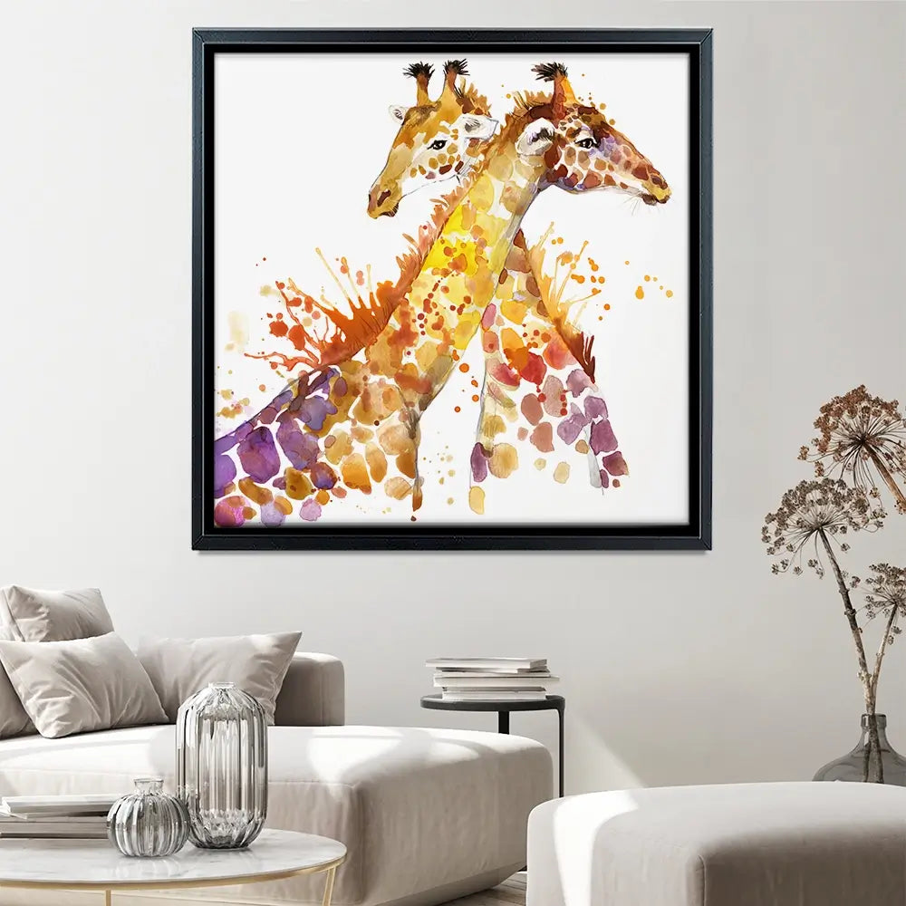 Watercolour Giraffes Square Canvas Print Watercolour Giraffes Square Canvas Print wall art product Faenkova Elena / Shutterstock