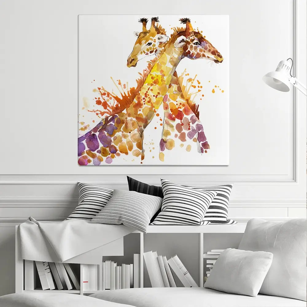 Watercolour Giraffes Square Canvas Print Watercolour Giraffes Square Canvas Print wall art product Faenkova Elena / Shutterstock