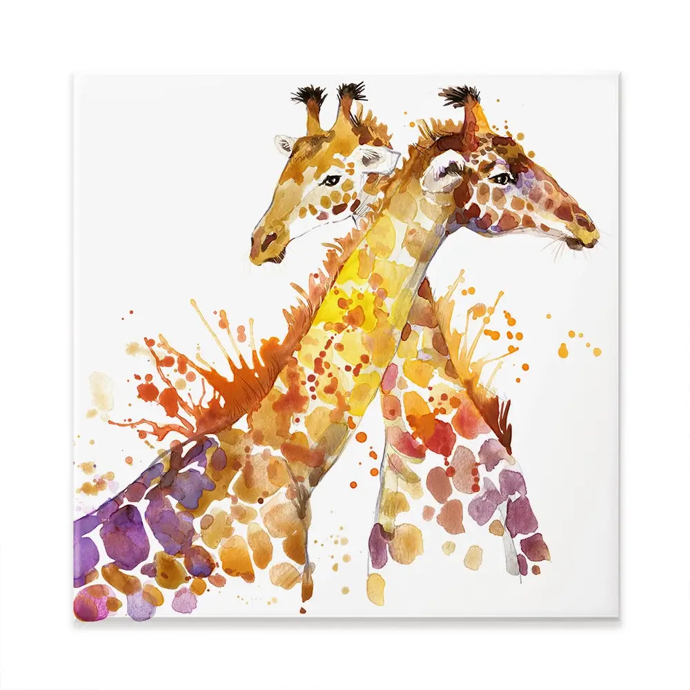Watercolour Giraffes Square Canvas Print Watercolour Giraffes Square Canvas Print wall art product Faenkova Elena / Shutterstock