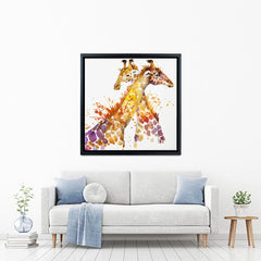 Watercolour Giraffes Square Canvas Print wall art product Faenkova Elena / Shutterstock
