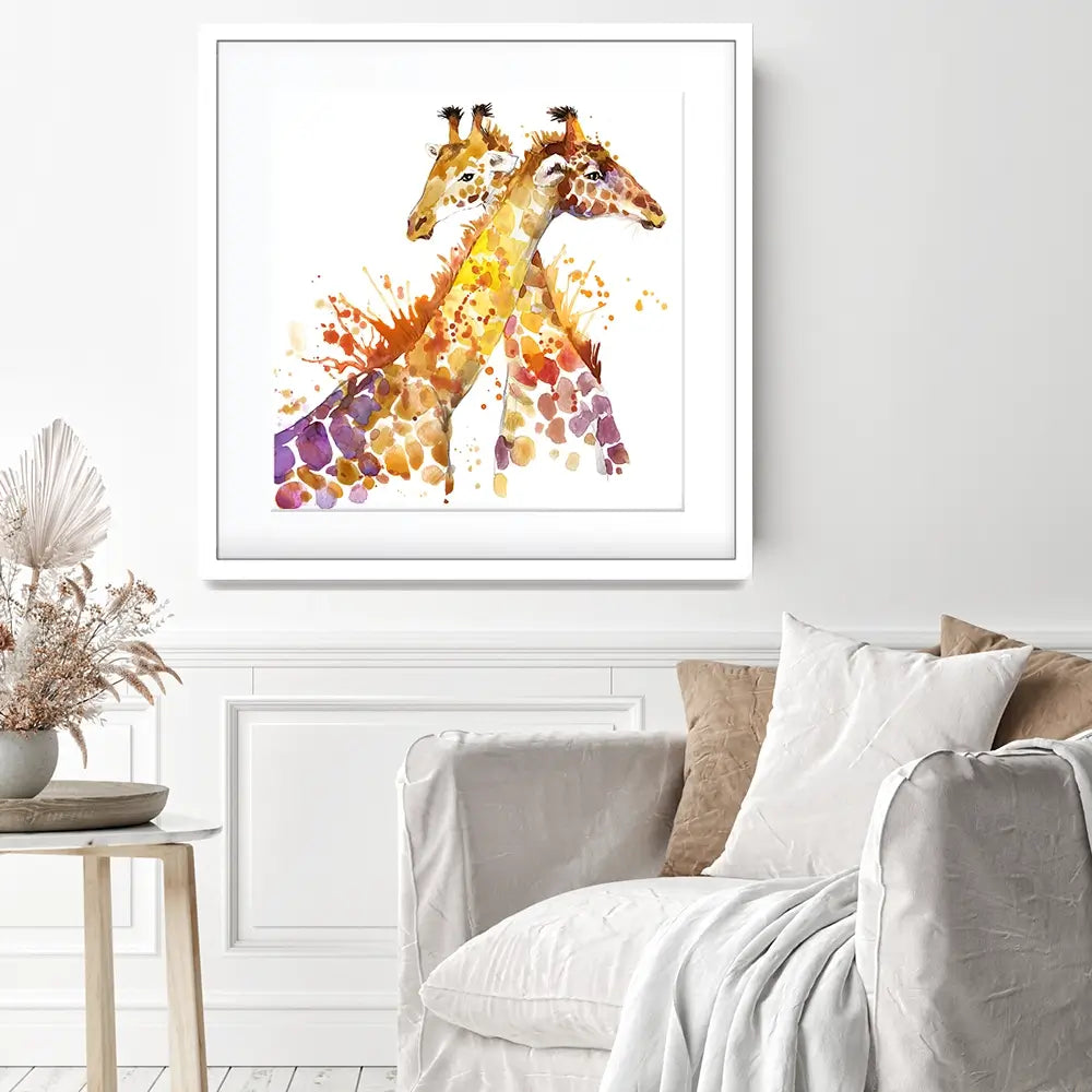 Watercolour Giraffes Square Framed Art Print Watercolour Giraffes Square Framed Art Print wall art product Faenkova Elena / Shutterstock