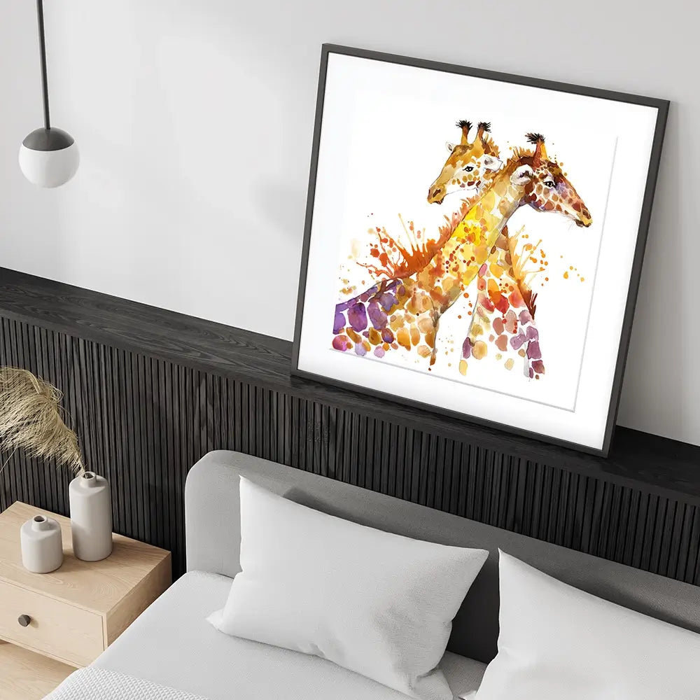 Watercolour Giraffes Square Framed Art Print Watercolour Giraffes Square Framed Art Print wall art product Faenkova Elena / Shutterstock