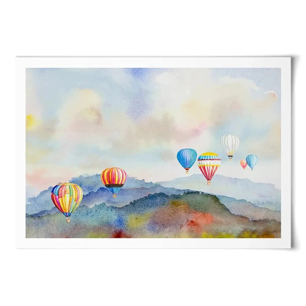 Watercolour Hot Air Balloons Art Print Watercolour Hot Air Balloons Art Print wall art product Painterstock / Shutterstock