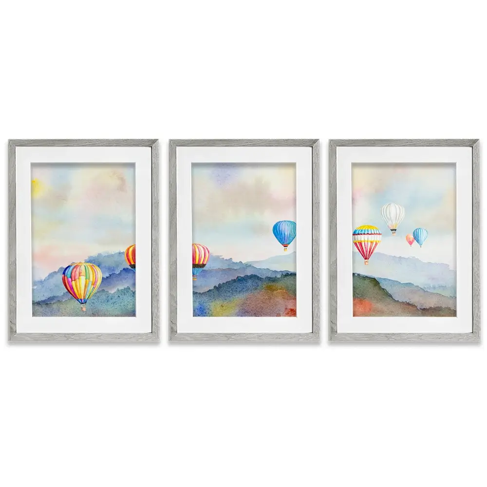 Watercolour Hot Air Balloons Framed Art Print Trio Watercolour Hot Air Balloons Framed Art Print Trio wall art product Painterstock / Shutterstock