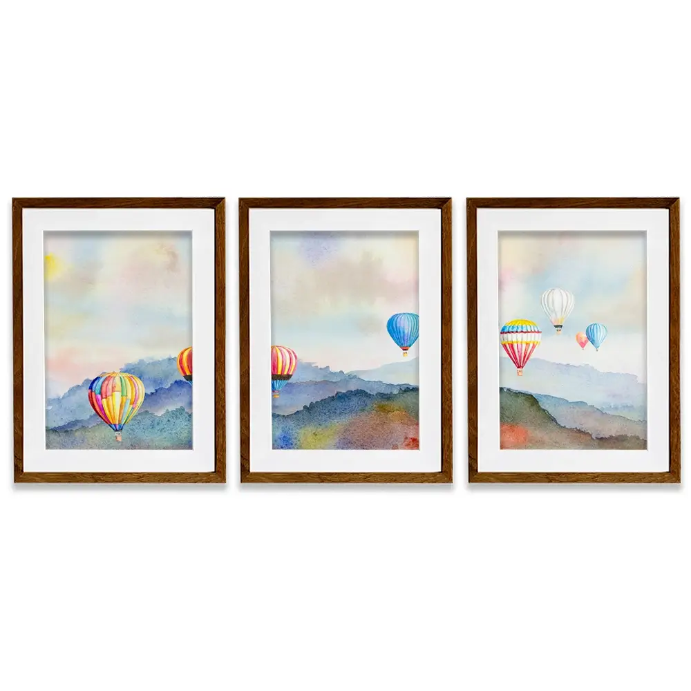 Watercolour Hot Air Balloons Framed Art Print Trio Watercolour Hot Air Balloons Framed Art Print Trio wall art product Painterstock / Shutterstock