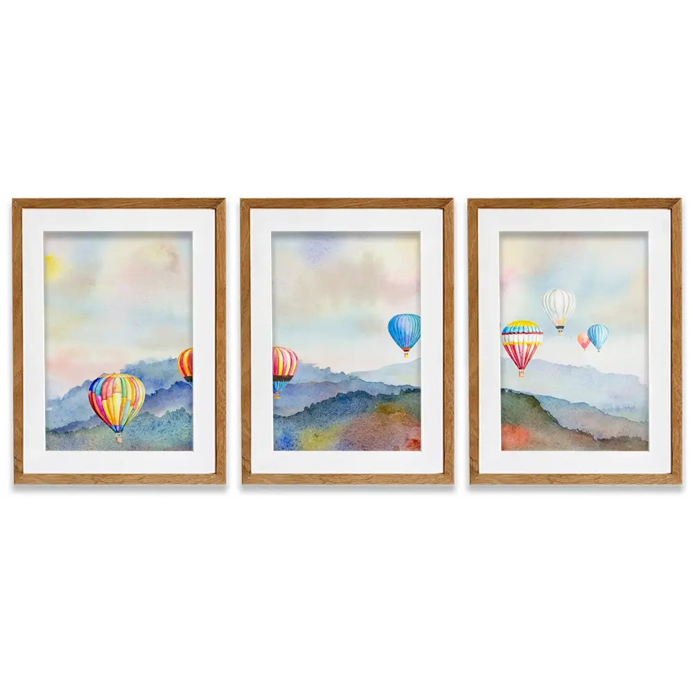 Watercolour Hot Air Balloons Framed Art Print Trio Watercolour Hot Air Balloons Framed Art Print Trio wall art product Painterstock / Shutterstock