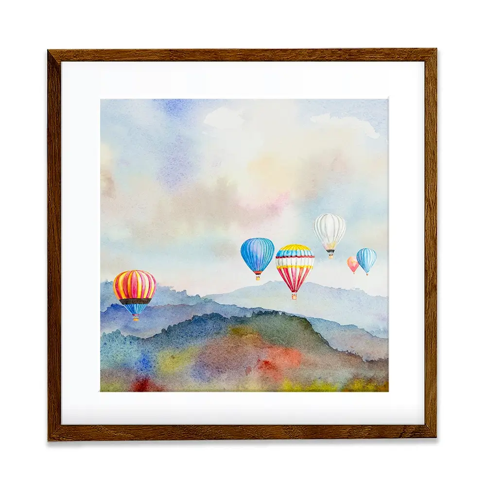Watercolour Hot Air Balloons Square Framed Art Print Watercolour Hot Air Balloons Square Framed Art Print wall art product Painterstock / Shutterstock