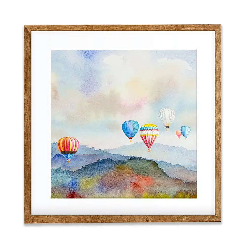 Watercolour Hot Air Balloons Square Framed Art Print Watercolour Hot Air Balloons Square Framed Art Print wall art product Painterstock / Shutterstock