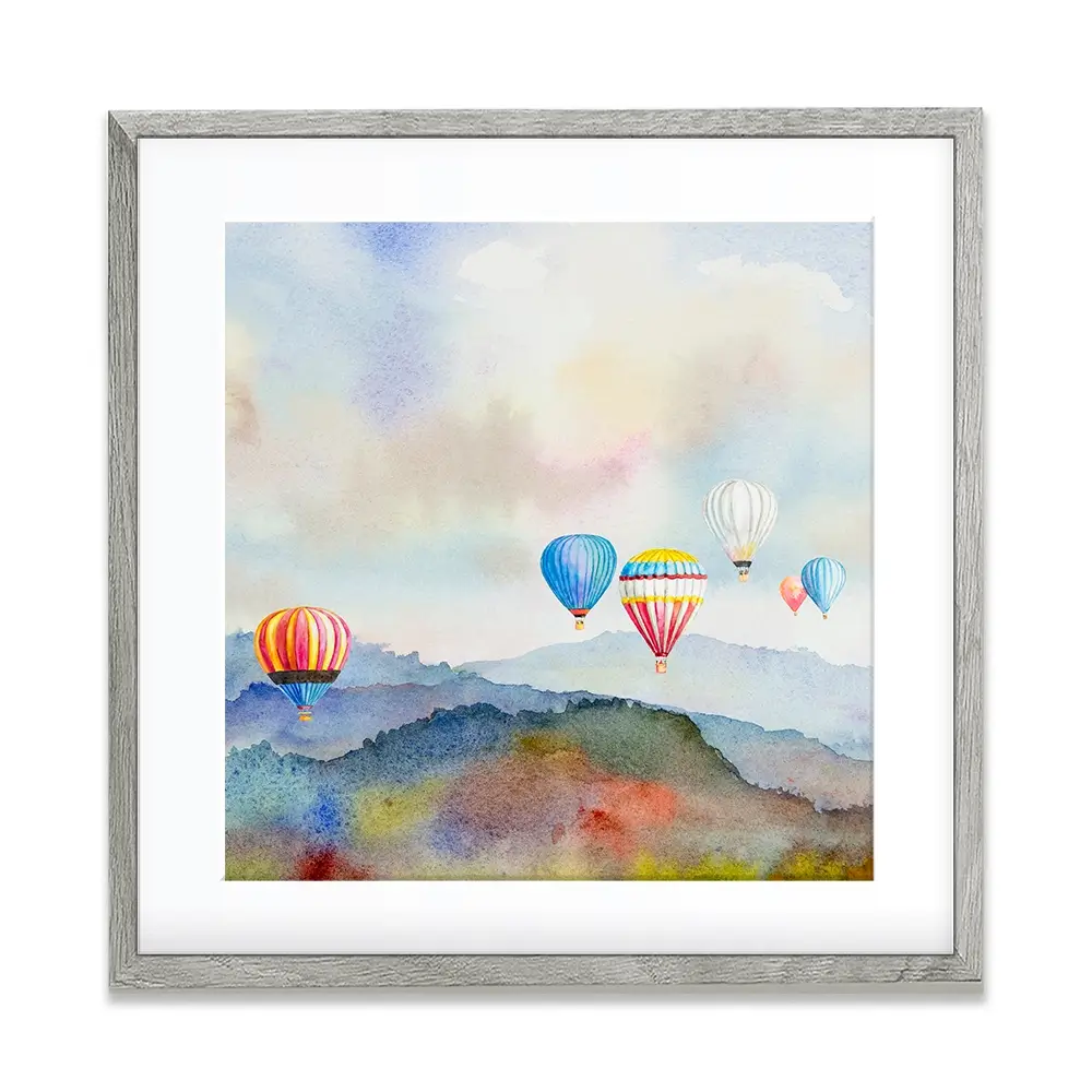 Watercolour Hot Air Balloons Square Framed Art Print Watercolour Hot Air Balloons Square Framed Art Print wall art product Painterstock / Shutterstock