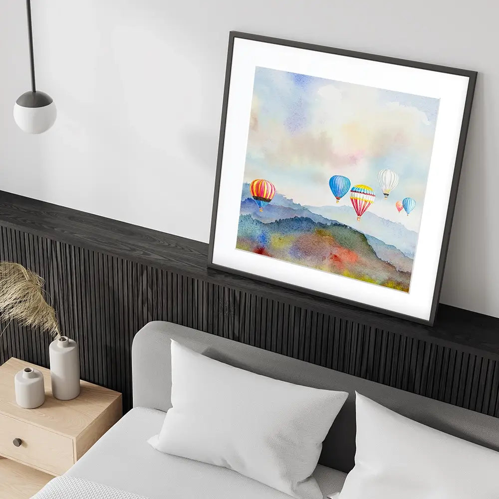 Watercolour Hot Air Balloons Square Framed Art Print Watercolour Hot Air Balloons Square Framed Art Print wall art product Painterstock / Shutterstock