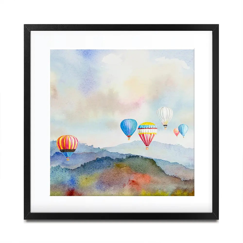 Watercolour Hot Air Balloons Square Framed Art Print Watercolour Hot Air Balloons Square Framed Art Print wall art product Painterstock / Shutterstock