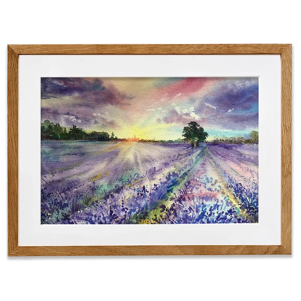 Watercolour Lavender Field Framed Art Print Watercolour Lavender Field Framed Art Print wall art product EL_Art / Shutterstock
