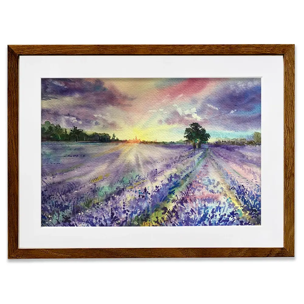 Watercolour Lavender Field Framed Art Print Watercolour Lavender Field Framed Art Print wall art product EL_Art / Shutterstock