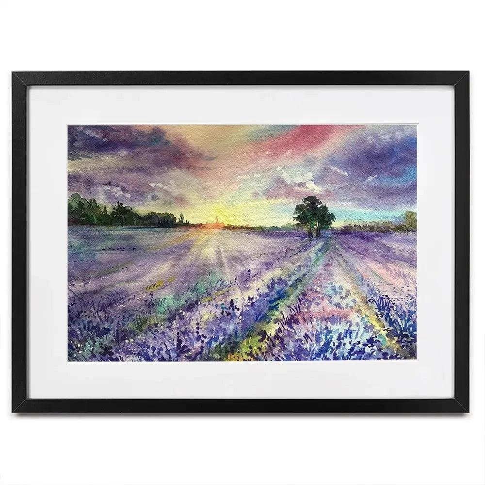 Watercolour Lavender Field Framed Art Print Watercolour Lavender Field Framed Art Print wall art product EL_Art / Shutterstock