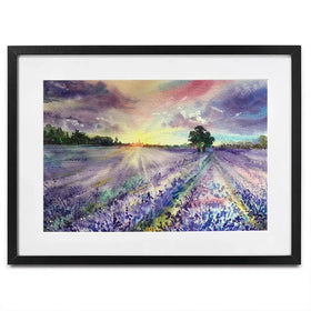 Watercolour Lavender Field Framed Art Print Watercolour Lavender Field Framed Art Print wall art product EL_Art / Shutterstock