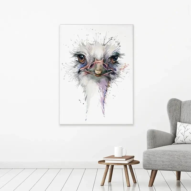 Watercolour Ostrich Canvas Print Watercolour Ostrich Canvas Print wall art product Faenkova Elena / Shutterstock