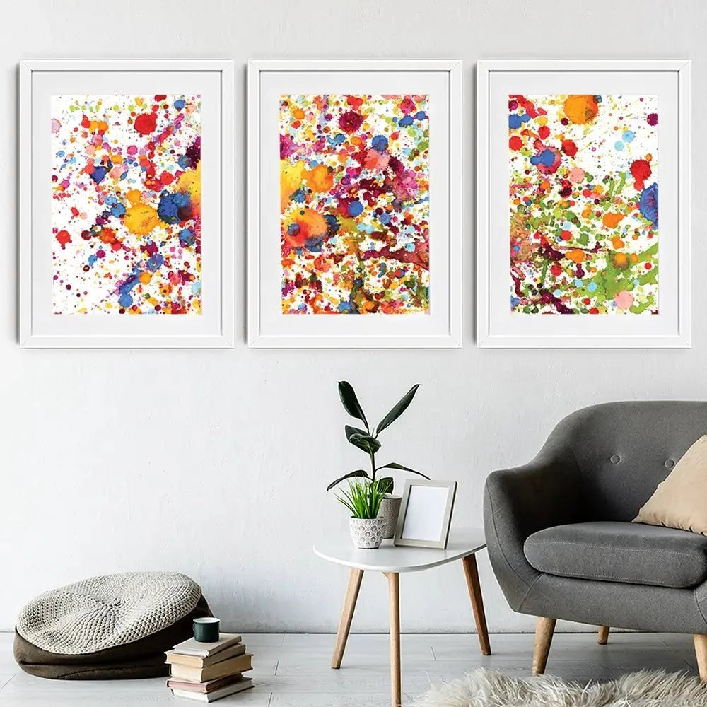 Watercolour Paint Splash Framed Art Print Trio Watercolour Paint Splash Framed Art Print Trio wall art product prapass / Shutterstock