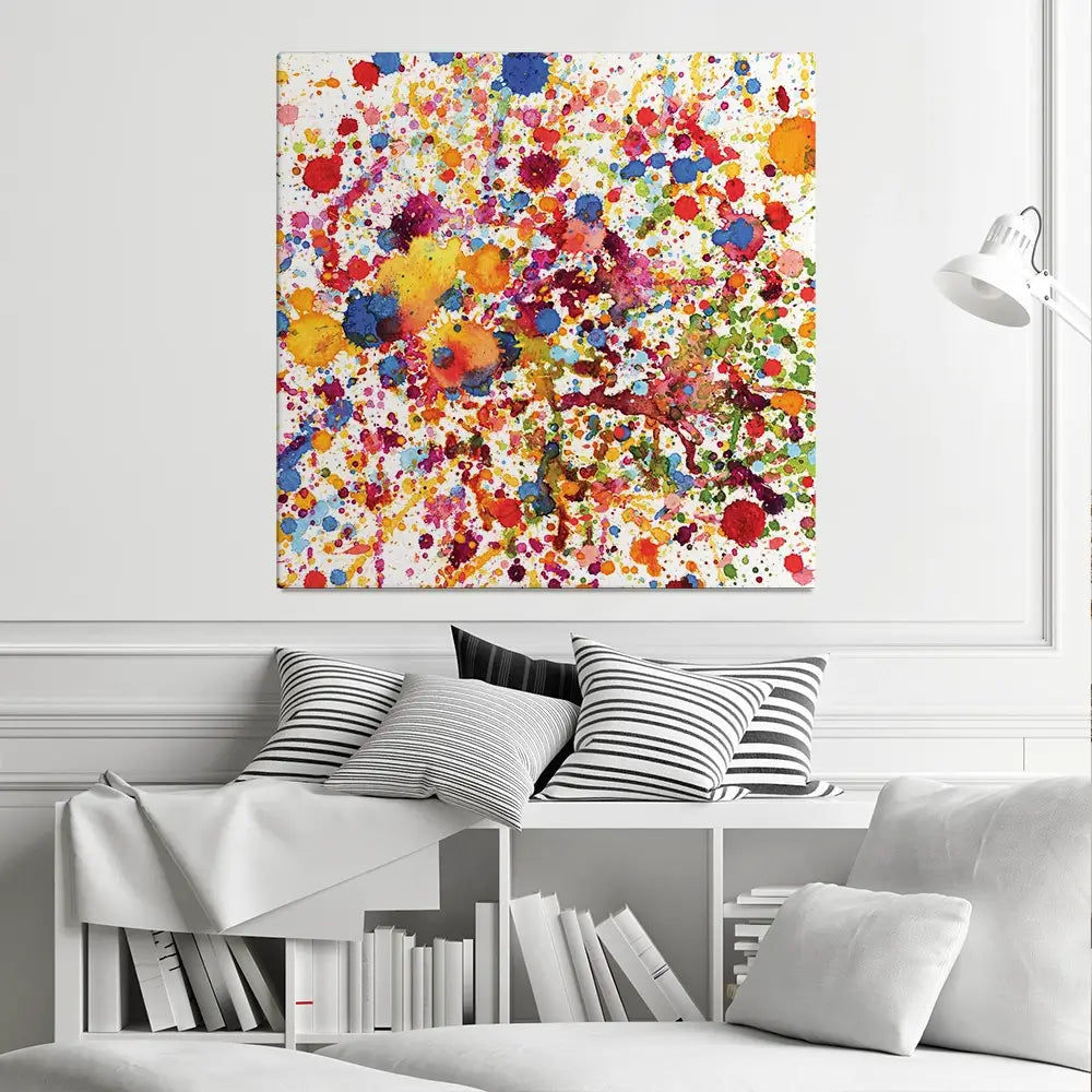 Color Splash Square Watercolour Paint Splash Square Canvas Print