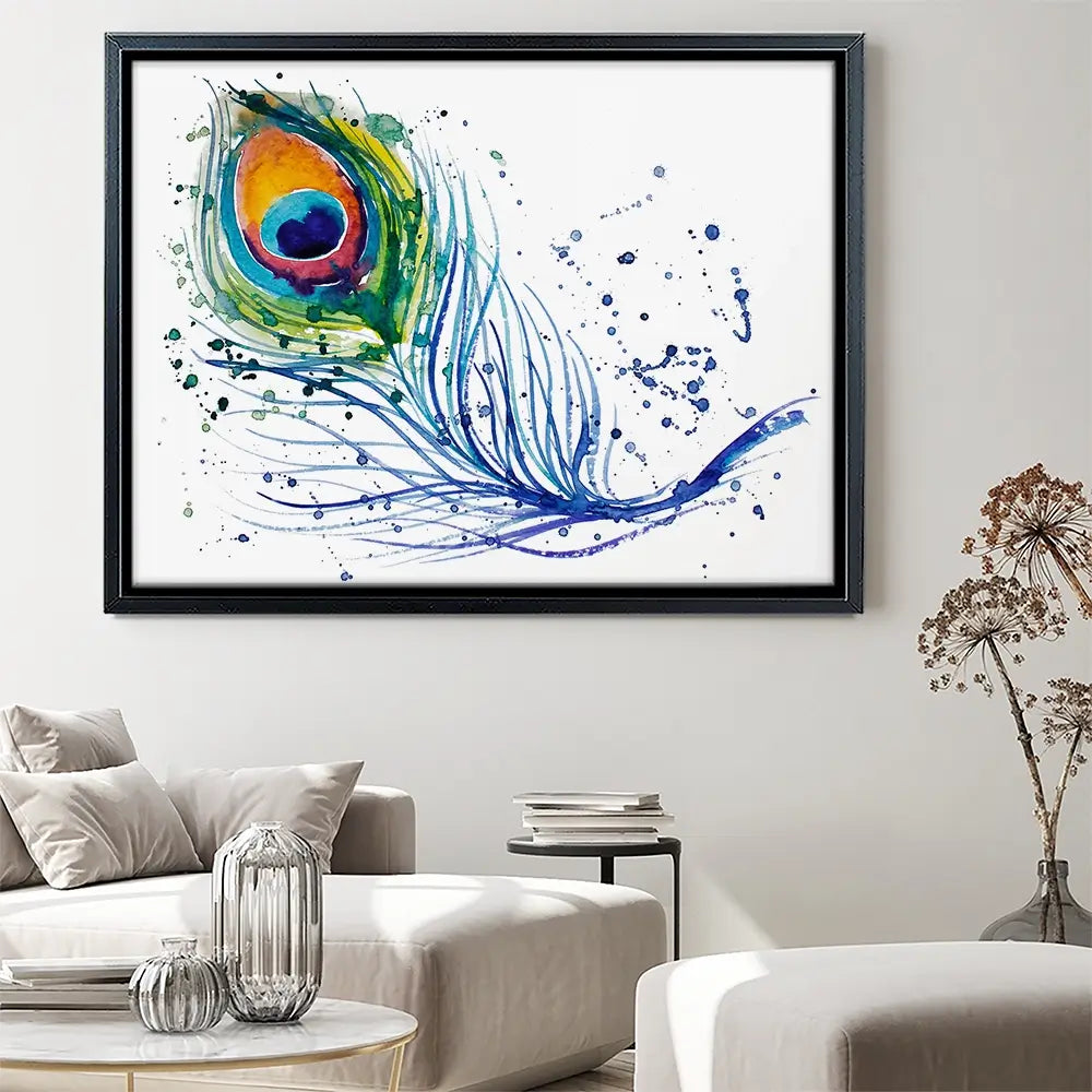 Watercolour Peacock Feather Canvas Print Watercolour Peacock Feather Canvas Print wall art product Barbarris / Shutterstock