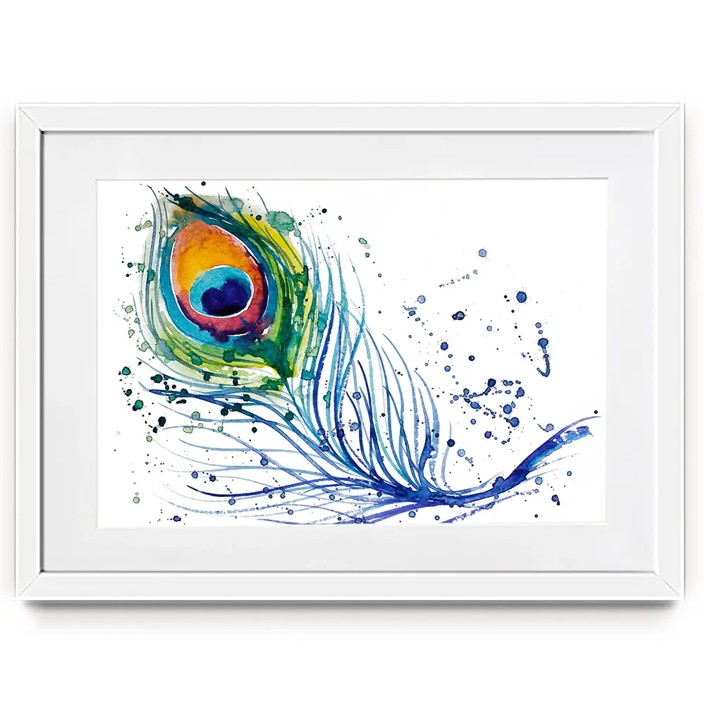 Watercolour Peacock Feather Framed Art Print Watercolour Peacock Feather Framed Art Print wall art product Barbarris / Shutterstock