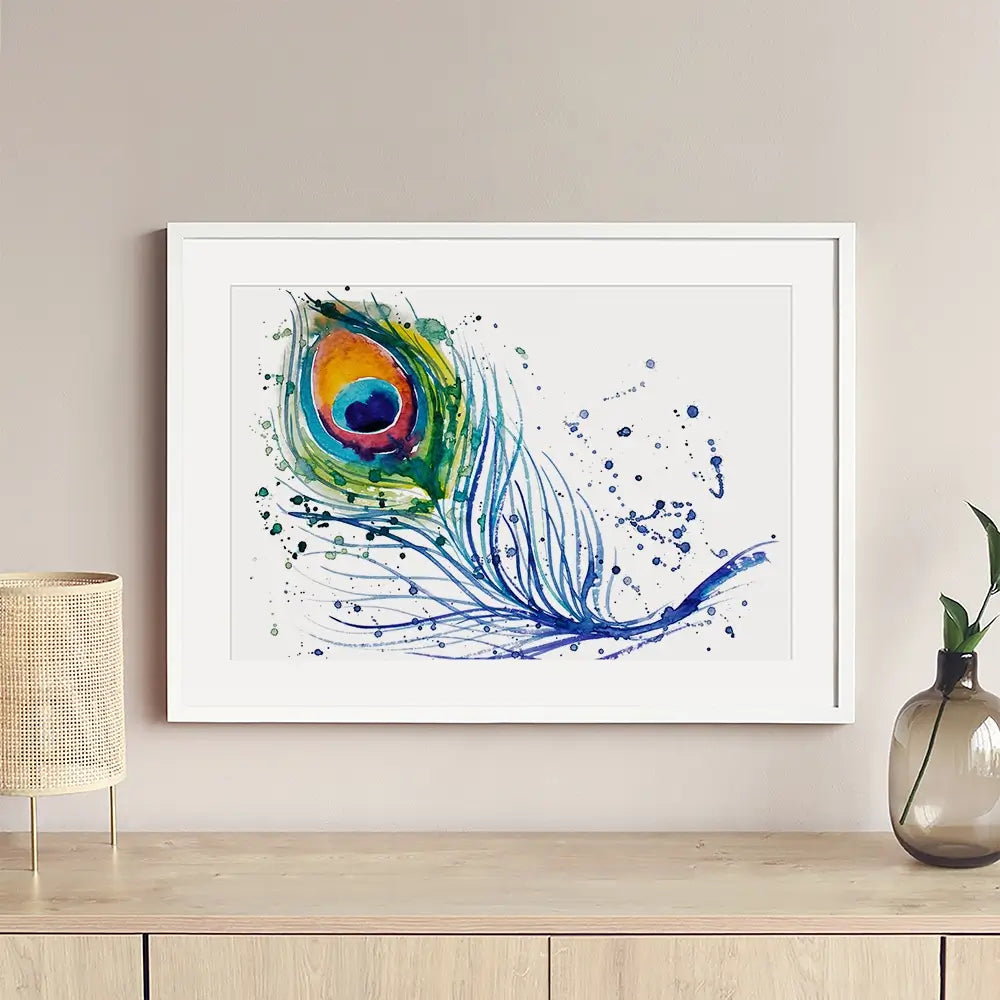 Watercolour Peacock Feather Framed Art Print Watercolour Peacock Feather Framed Art Print wall art product Barbarris / Shutterstock