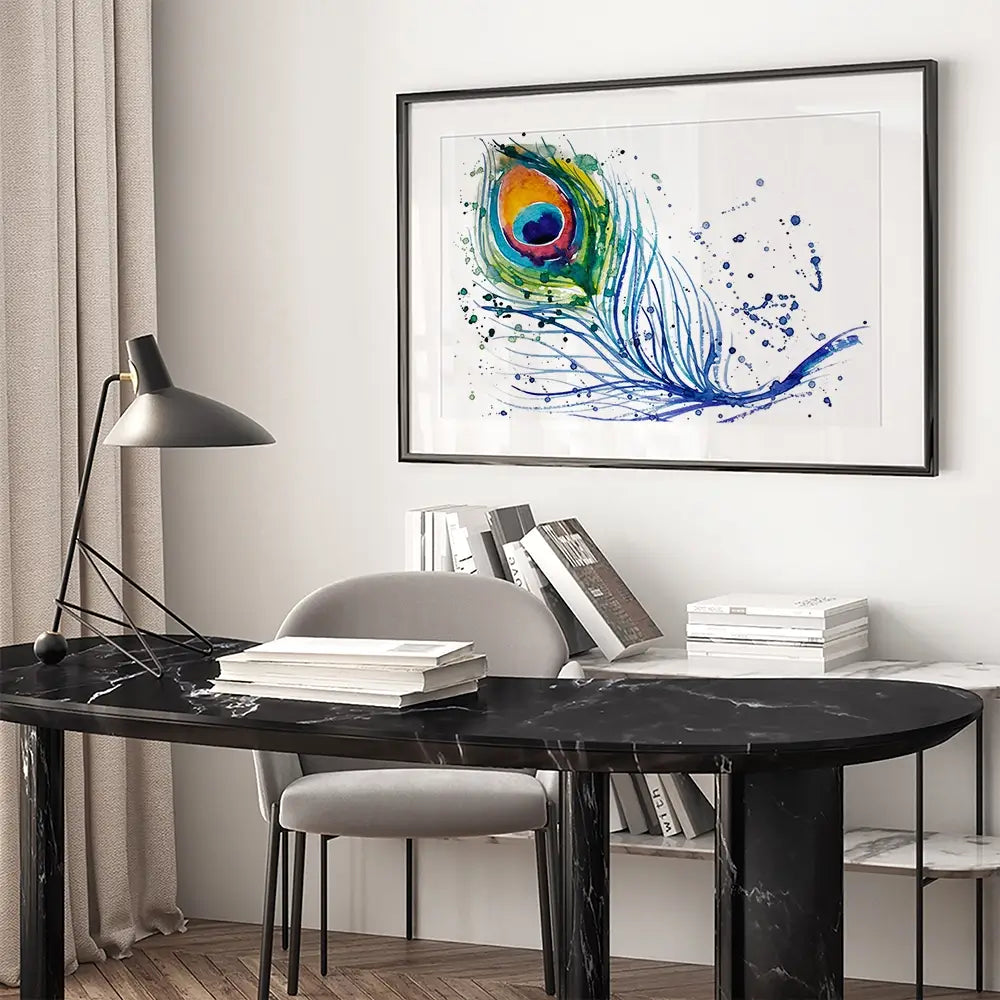 Watercolour Peacock Feather Framed Art Print Watercolour Peacock Feather Framed Art Print wall art product Barbarris / Shutterstock