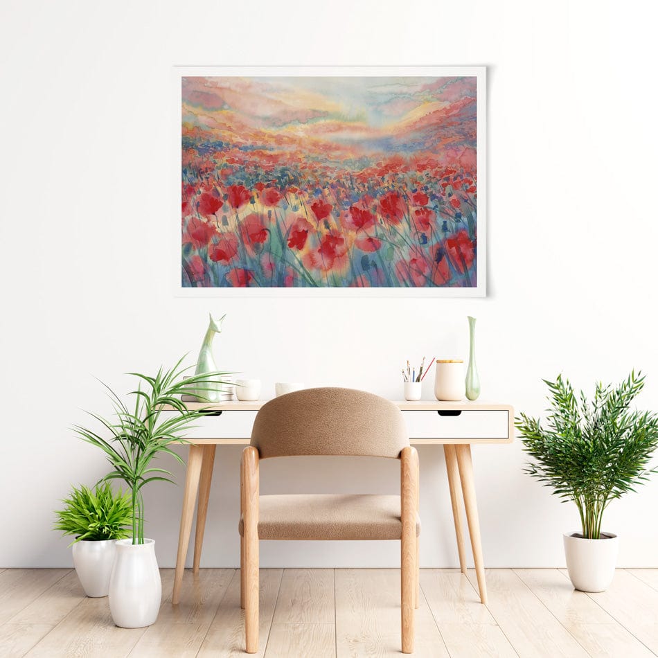Watercolour Poppy Field Art Print wall art product Egle Lipeikaite / Shutterstock